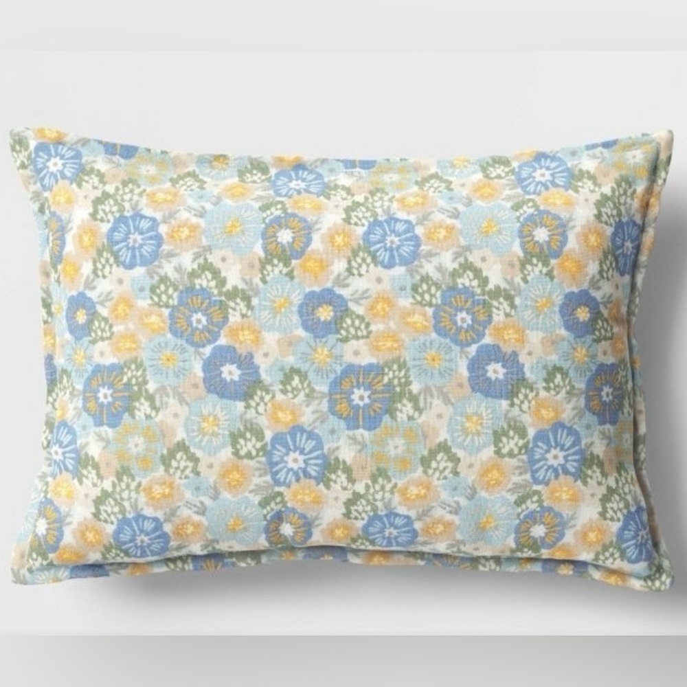 NWT Room Essentials Blue, Yellow and Green Floral Accent Pillow